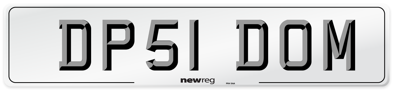 DP51 DOM Number Plate from New Reg